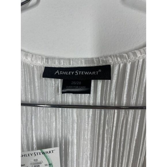 Ashley Stewart Women's Beach Coverup Size 26/28 Cream Shimmer Crinkle With Ties - Picture 2 of 10